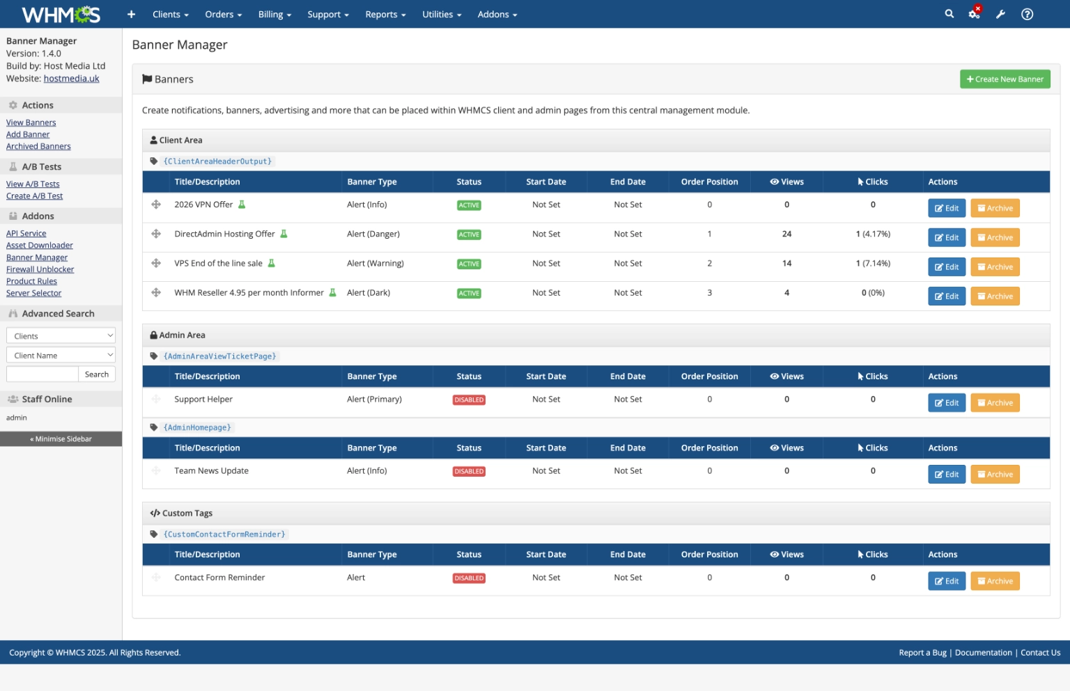WHMCS Banner Manager